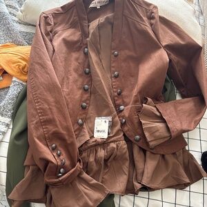 Free people ruffles romance jacket - brown